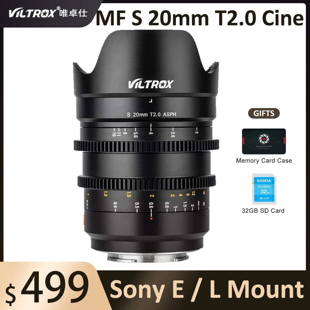 

VILTROX S 20mm T2.0 ASPH Full Frame Prime Cine Lens for Sony E Mount Panasonic Leica Sigma Lumix L Mount Camera Cine Lens