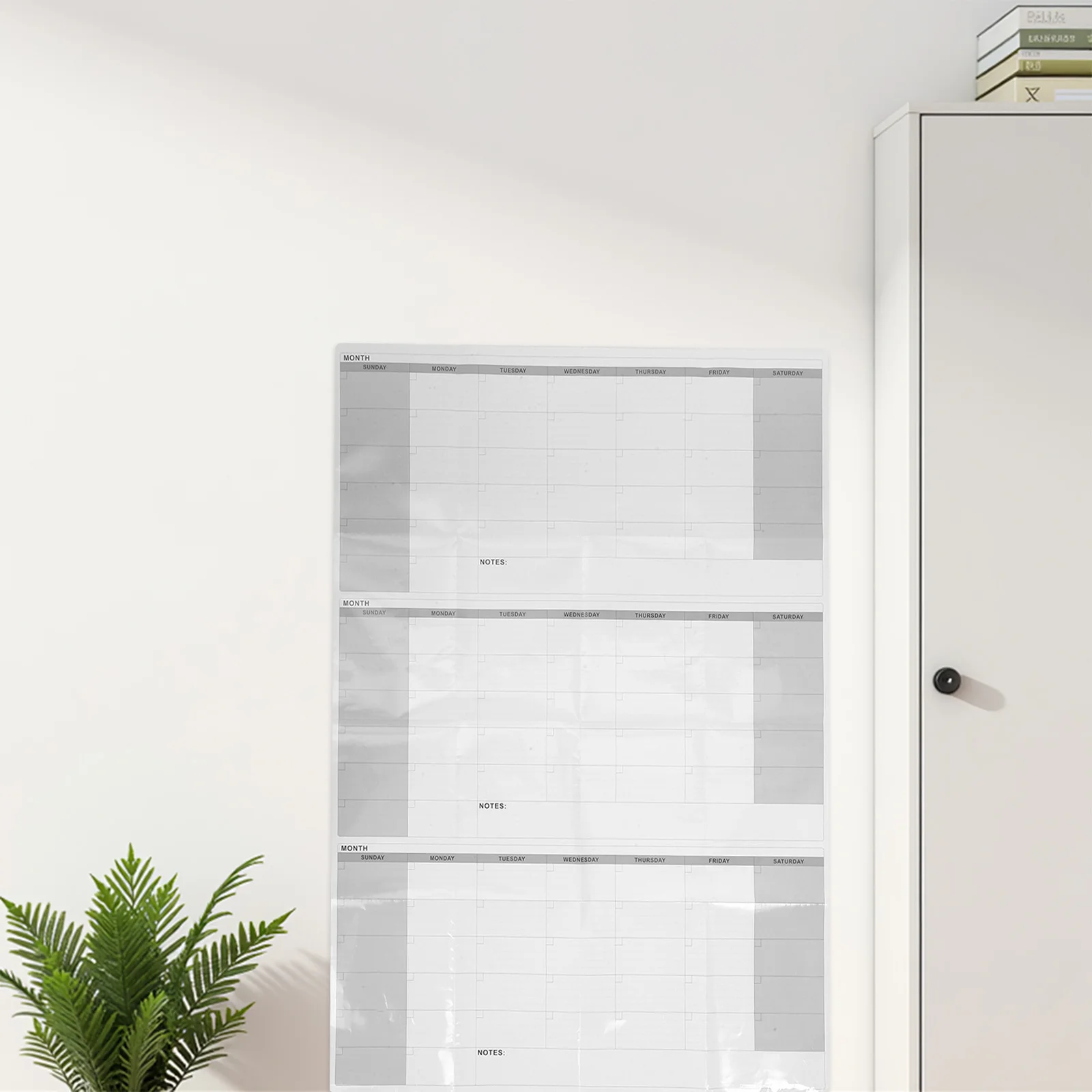 

Dry Erase Monthly Wall Calendar Undated Three Month Planner Double Sided Tape Large Reusable Erasable Calendar Board for Home