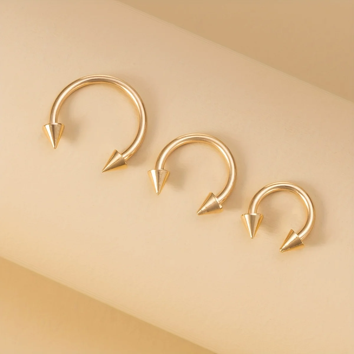 1PCS 6/8/10mm Men Spike Nose Septum Piercing Ring Horseshoe Piercing Lip Ear Ring 16G Jewelry For Women Stainless Steel