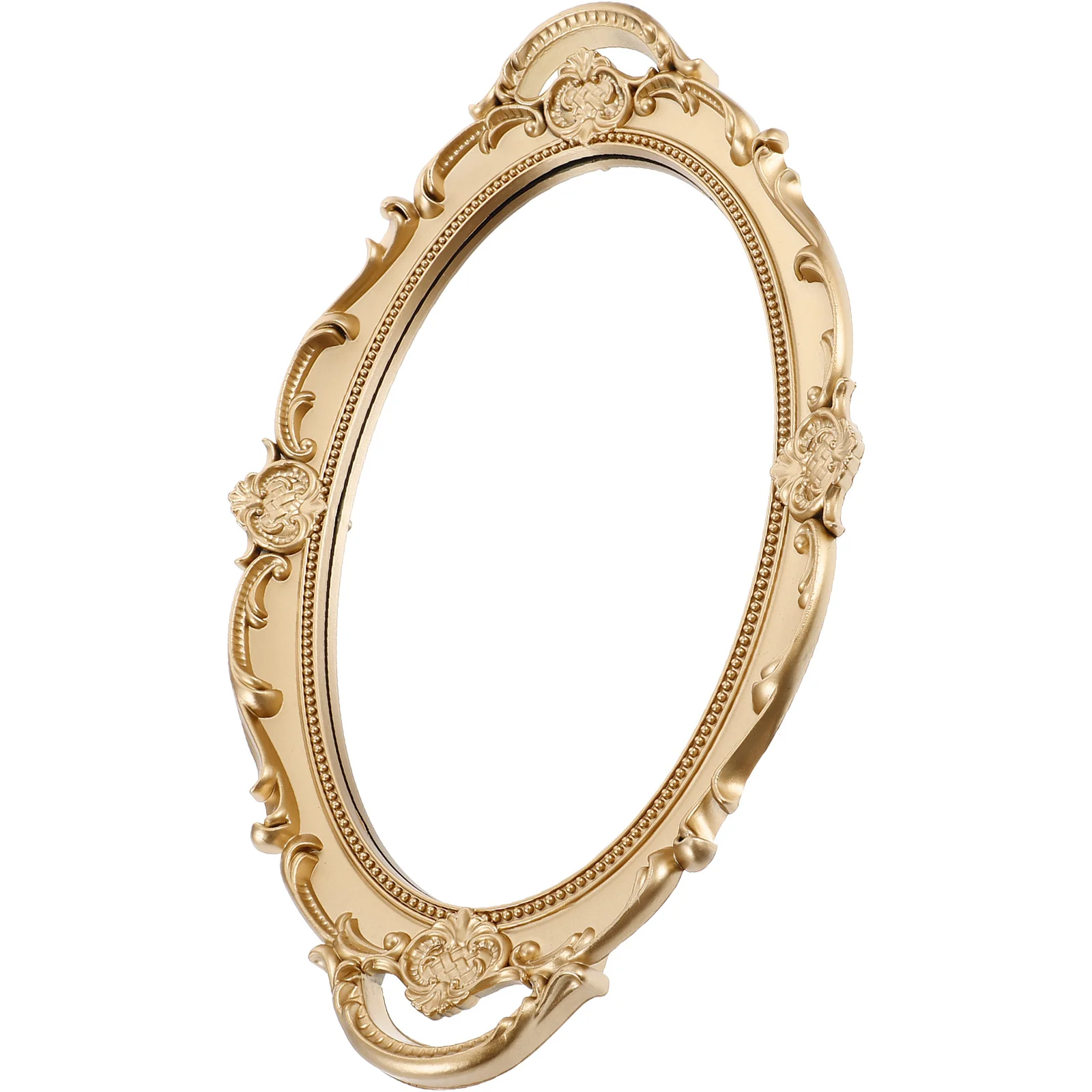 مرآة مكياج ذهبية عتيقة على الطراز الباروكي مرآة زخرفية ذات سطح كبير لأناقة منطقة خلع الملابس في غرفة النوم #1