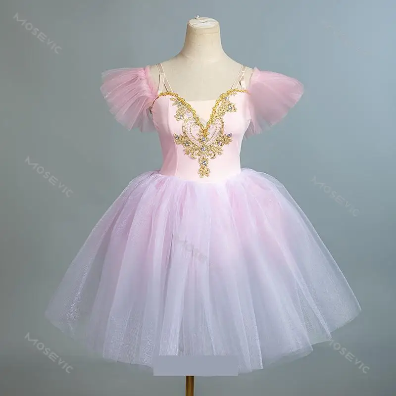 Disfraz de Ballet profesional largo para niños y niñas, tutú clásico de bailarina, vestido de baile de princesa para adultos