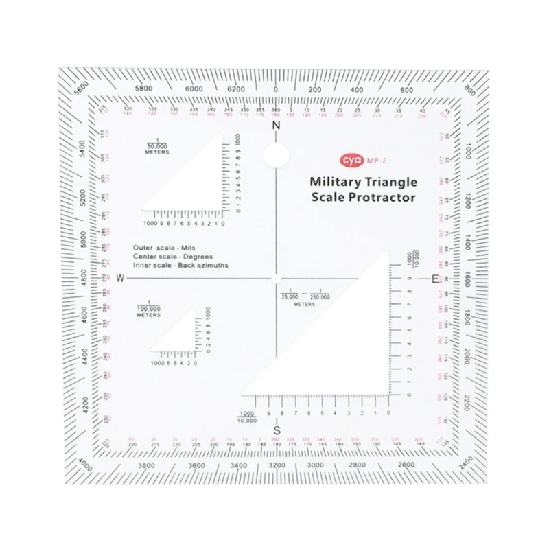 MilitaryStyle TransparentTopographical Map Scale Navigation MilitaryProtractor