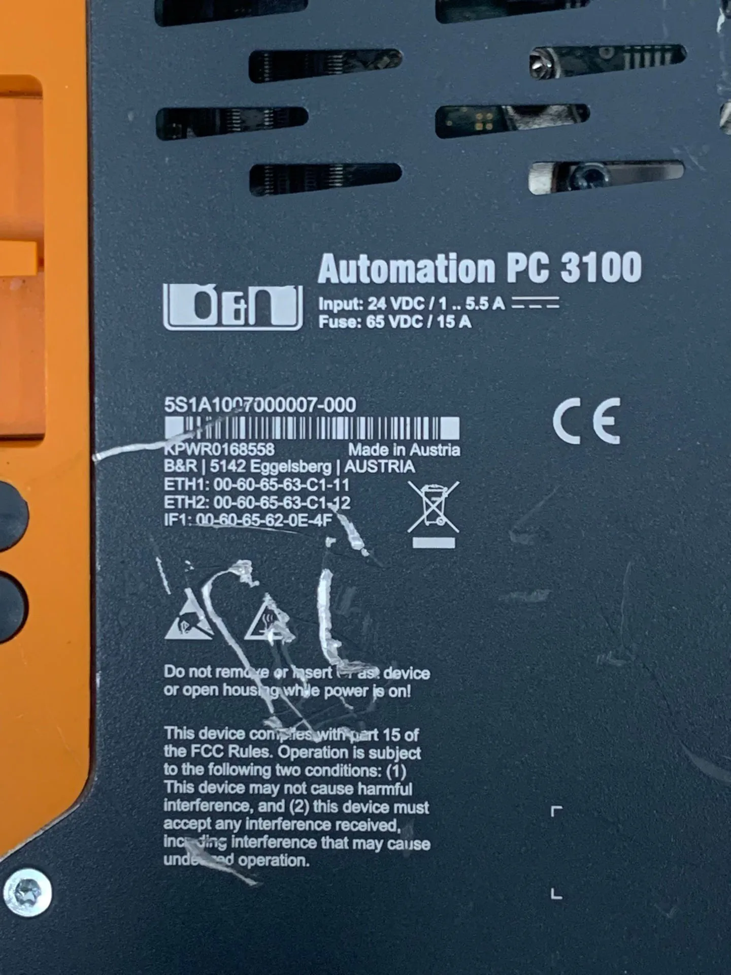 Controlador 5S1A1007000007-000 para B&R PC3100