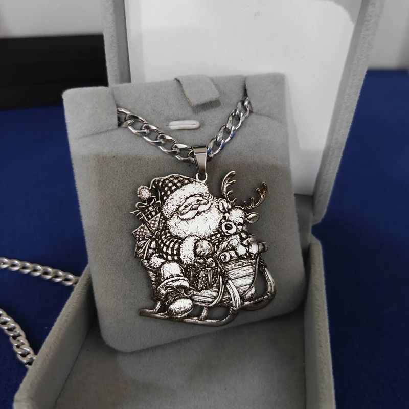 Christmas Day Custom Photo Personal Design Logo Necklace Personalized Christmas Style Stainless Steel Necklace Best Friend Gifts