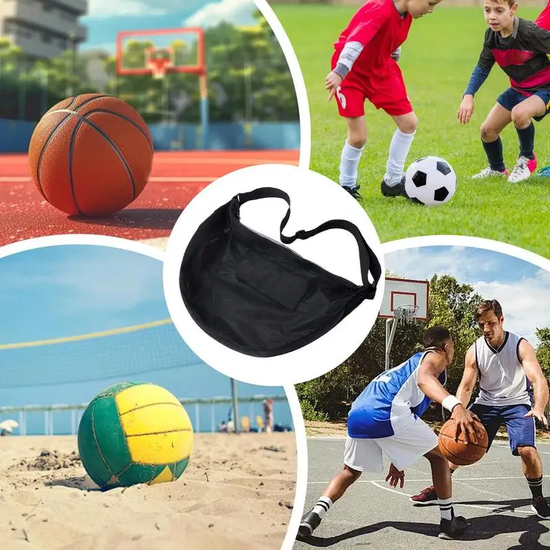 ตาข่ายกระเป๋าบาสเก็ตบอลบาสเกตบอลกีฬากลางแจ้งกระเป๋าสะพายขนาดใหญ่ความจุตาข่ายลูกเดี่ยวกระเป๋าถือสําหรับวอลเลย์บอลฟุตบอล