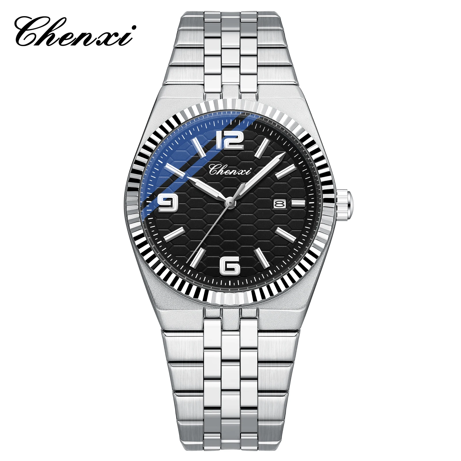 CHENXI High-End Watches For Man Luminous Fashion Minimalist Calendar Circular Dial Stainless Steel Strap Quartz Wristwatches