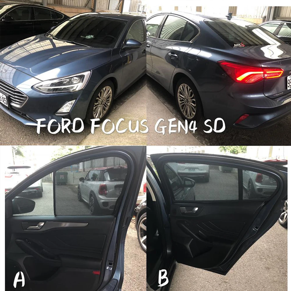 For Ford FOCUS Sedan Mk4 2019-2024 Magnetic Car Sunshade Shield Front Windshield Curtain Rear Side Baby Window Sun Shade Visor