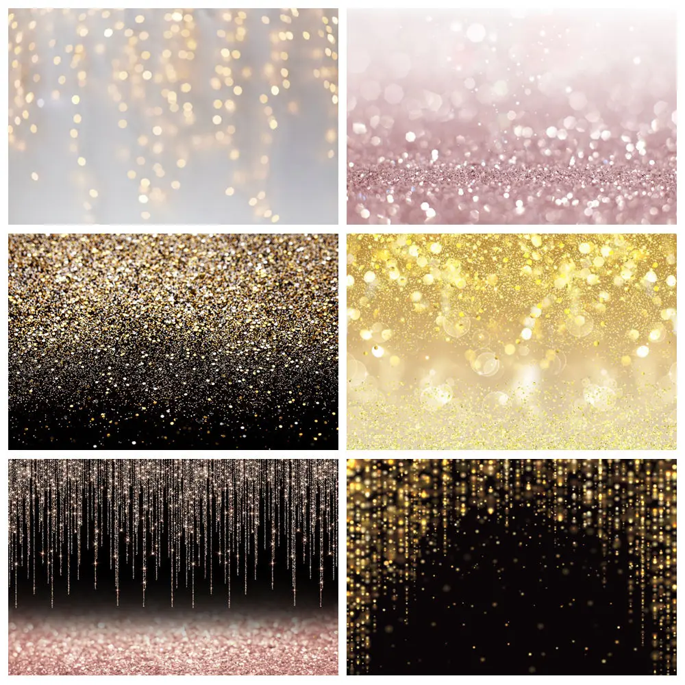 

Gold Silver Glitter Bokeh Photography Backdrop Black Golden Shiny Polka Dot Baby Shower Wedding Birthday Party Photo Background