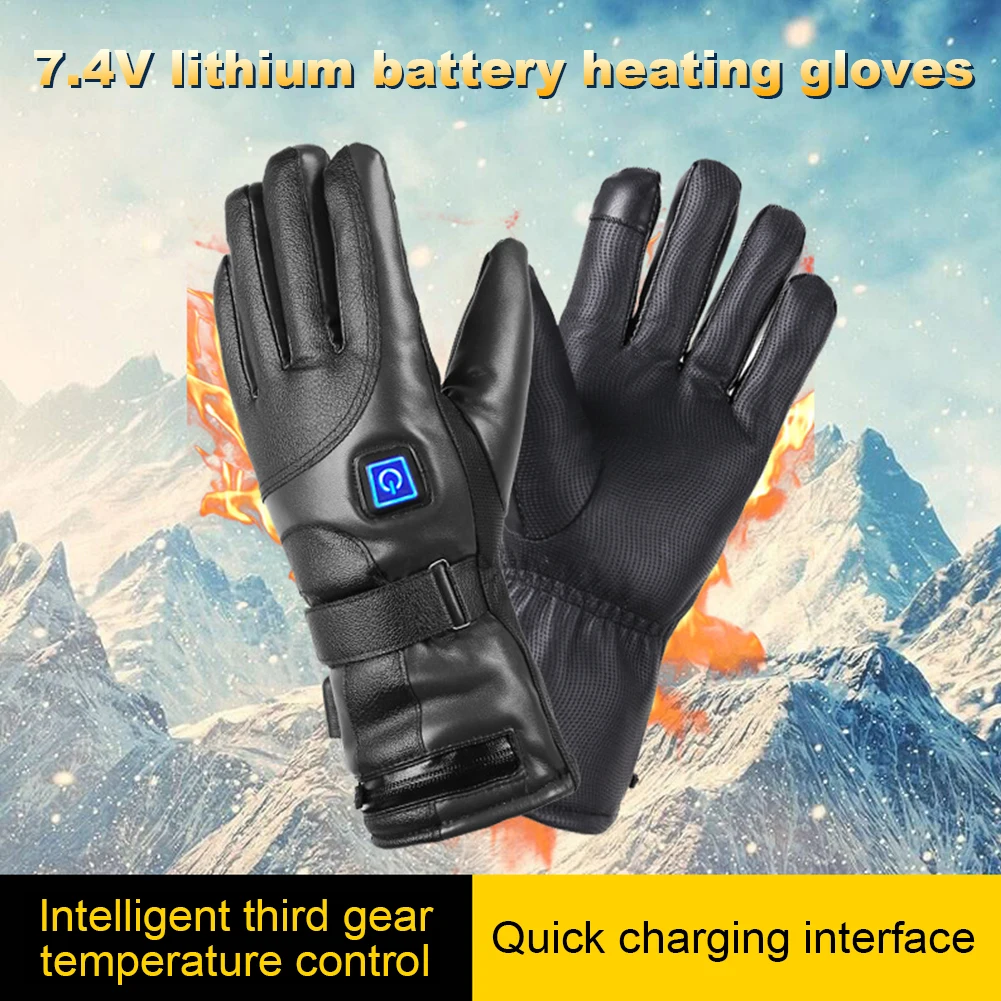 Rechargeable Heated Gloves 3 Temperature Levels Waterproof Heating Gloves Cold Weather Gloves for Outdoor Cycling Skiing Hiking