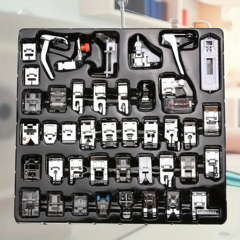 42Pcs/Set Sewing Machine Presser Foot Set with Stitch Guide Zipper Quilting Embroidery Feet