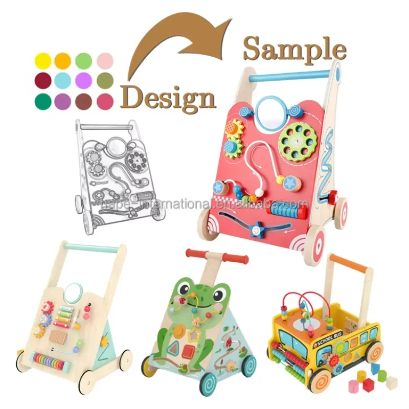 Unique Designer Hot Sale Wooden Baby Activity Walker Toddler Toys  learning Walker for Pull And Push