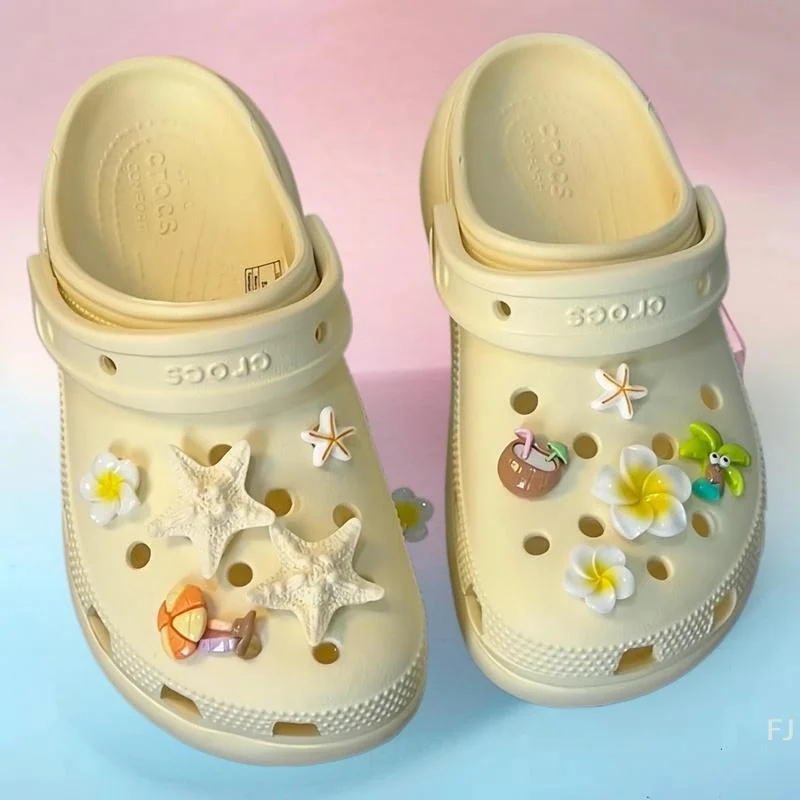 Zestaw ozdobnych zawieszek do butów – rozgwiazda, kokosowa butelka do ogrodowych chodaków