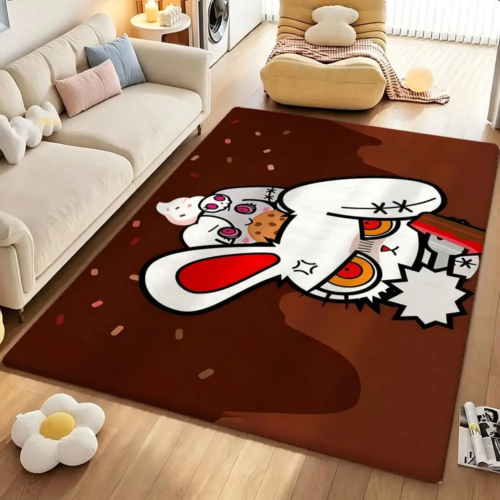 Character B-Bloody B-Bunny Floor Mat Soft Cartoon Flannel Non-Slip Kids Play Mat & Entrance Door Mat for Bathroom Bedroom