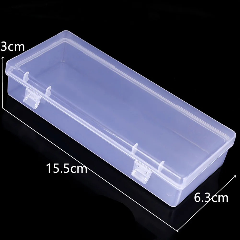 Plastic Case Storage Box Cosmetics Cover Craft Earring Clear Container Jewelry Organizer Stationery 15.5*6.3*3cm Storage Boxes