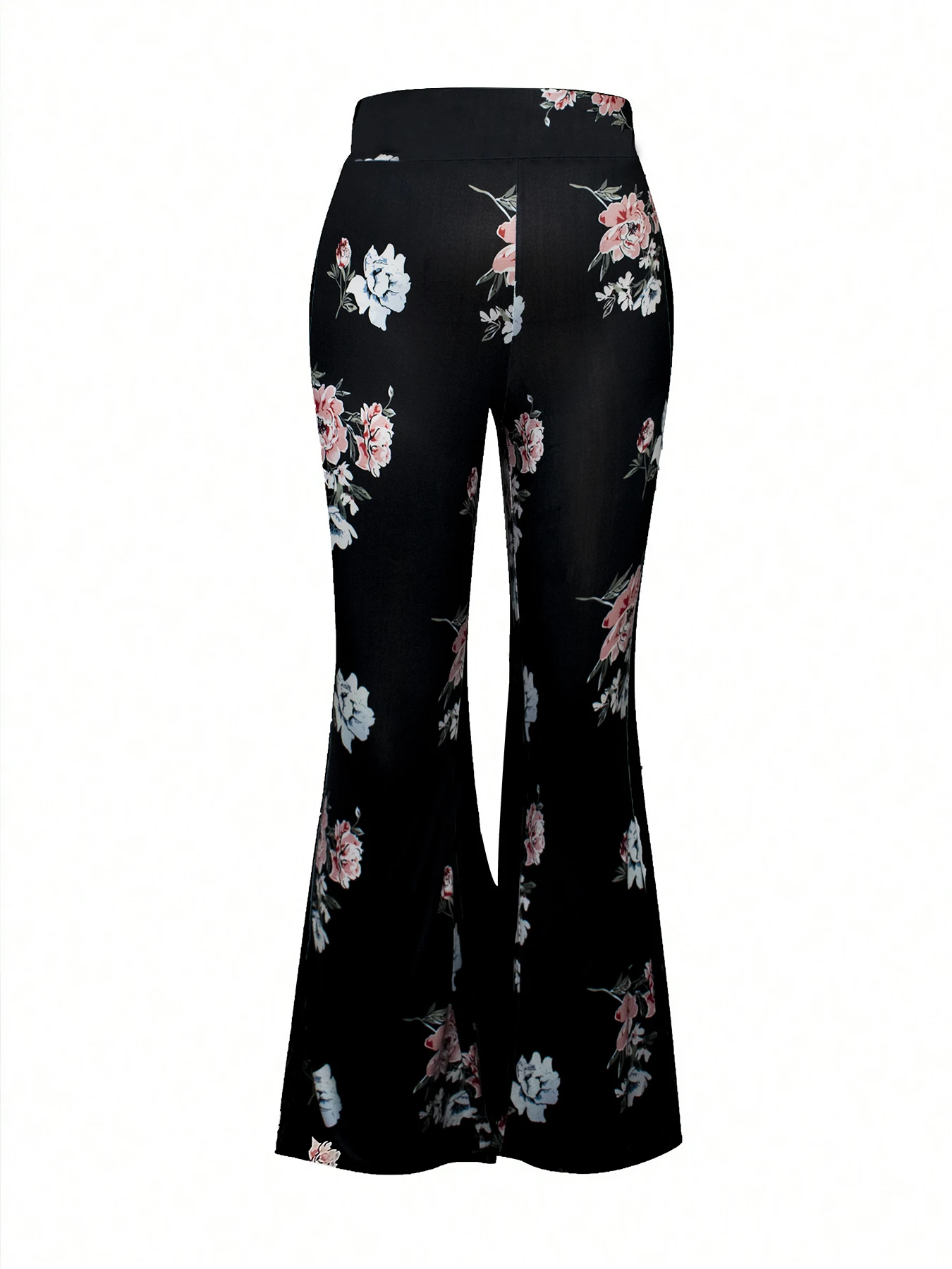 Pantalon imprimé floral pour femme, grande taille, tricot élégant, jambe large évasée, fjSoft, extensible, cloche astronomique, vêtements pour dames, grand