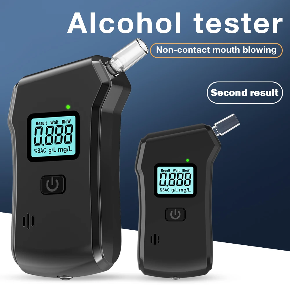 Etilometro digitale per l'alcool dell'alito Schermo LCD Analizzatore di guida in ebraica Etilometro per test di guida in stato d'acqua con 5 bocchini
