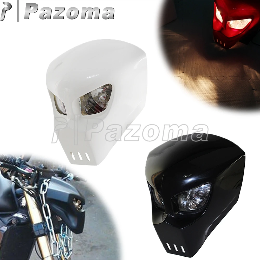 Skull Vision Head Light Motorbike Fiberglass Headlamp Low Beam Headlight For Harley Yamaha Suzuki Kawasaki Honda Street Bike 12V