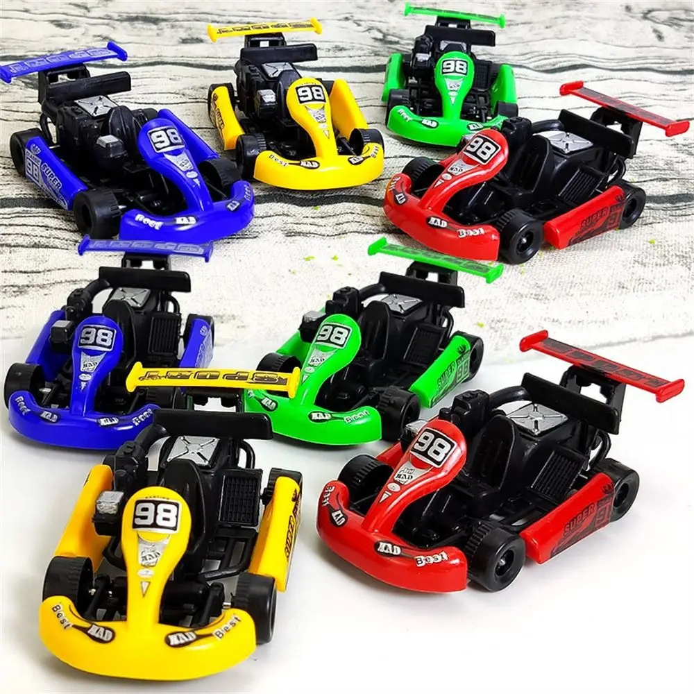 Mini coche de juguete de plástico para niños, modelo de carreras de dibujos animados coloridos, Kart, coche de carreras, juguete educativo para niños, Color aleatorio, 1 ud.