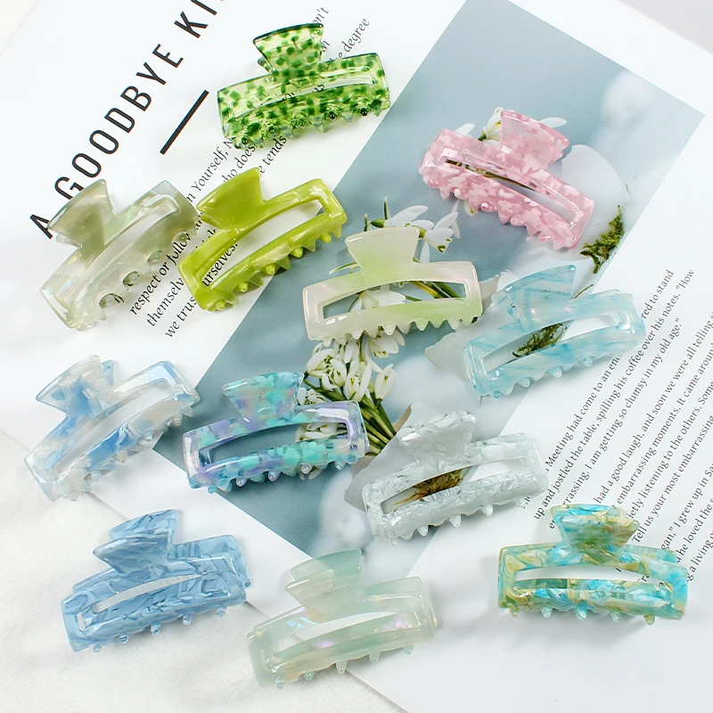 High Quality Exquisite Acetate Barrettes Crab Claw Colorful Hollow Shark Clip Women\'s Hair Clips Girls Hairpin Hair Accessories