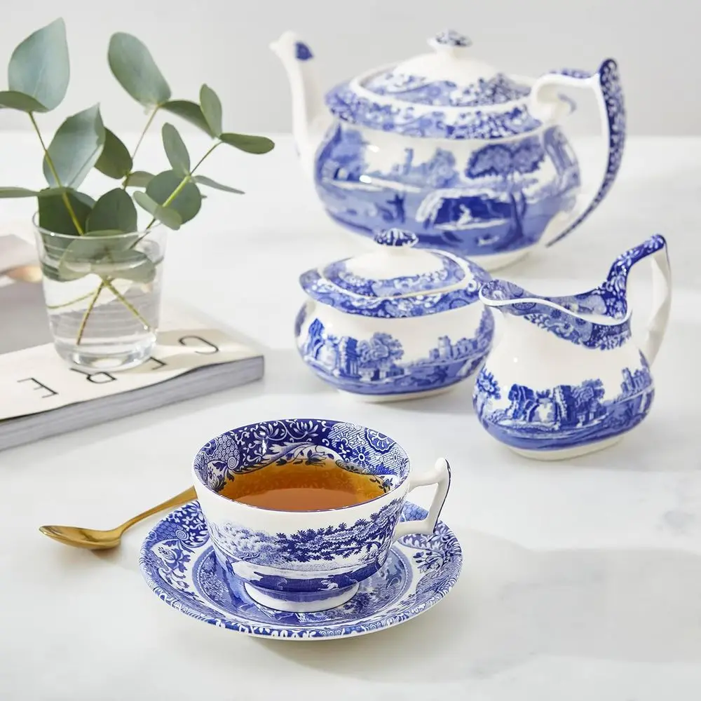 Blue In Teacup and Saucer, Set of 4