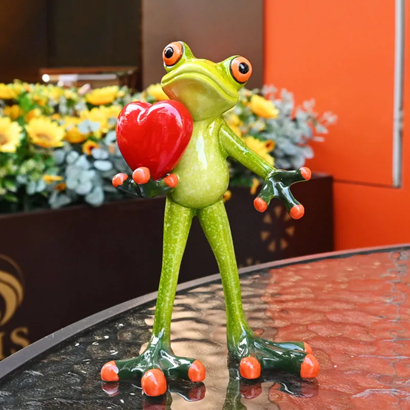 

3D Personalized Love Frog Resin Statue Home Decoration Figurine Office Desktop Decoration Valentine's Day Gift
