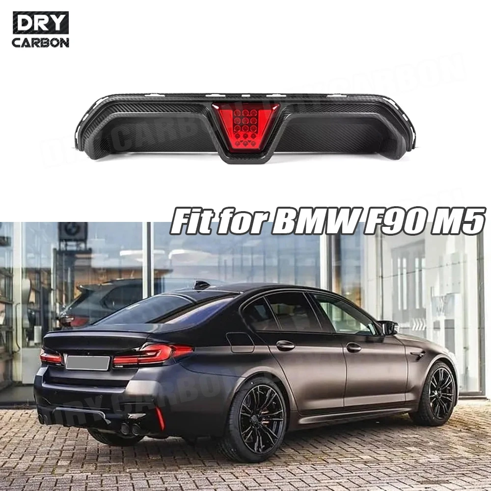 

Dry Carbon Fiber Car Rear Bumper Diffuser For BMW F90 M5 Competition 2020+ Rear Splitter Spoiler Body Kit Rear Lip With Light