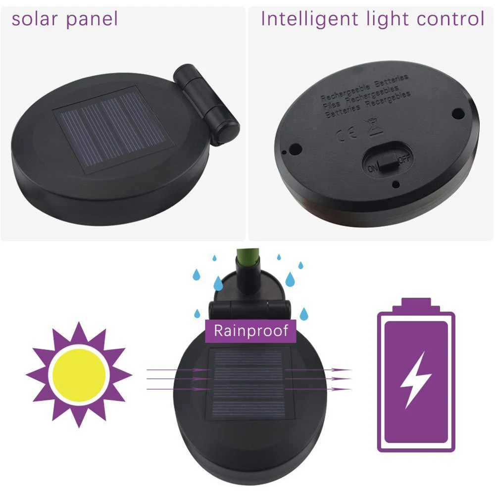 

2pcs Led Solar Flower Lights Colorful Garden Lawn Pathway Yard Landscape Lamp Outdoor Solar Garden Lights White Purple