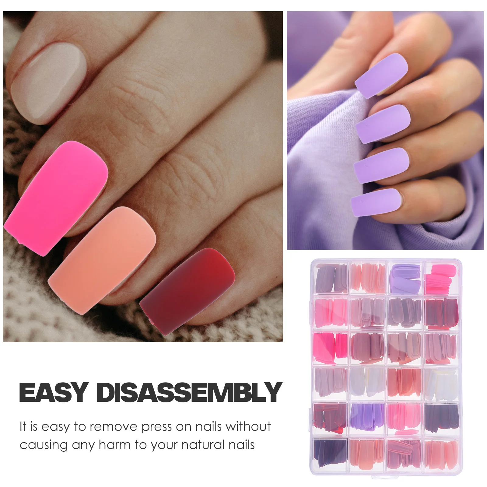 

1 Box Press On Matte Glossy Square False Nails For Women Manicure Supplies Stick On Artificial Tips Wearable Nail Art Decorative
