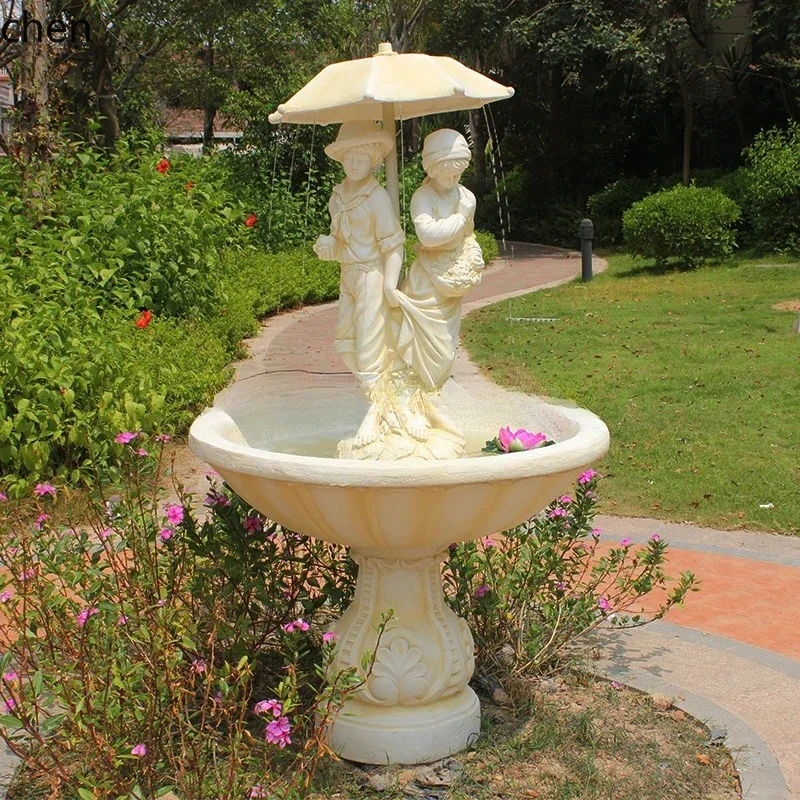 PYH Retro Simple Light Luxury Sculpture Flowing Water Fountain Villa Garden Courtyard Decoration Ornament