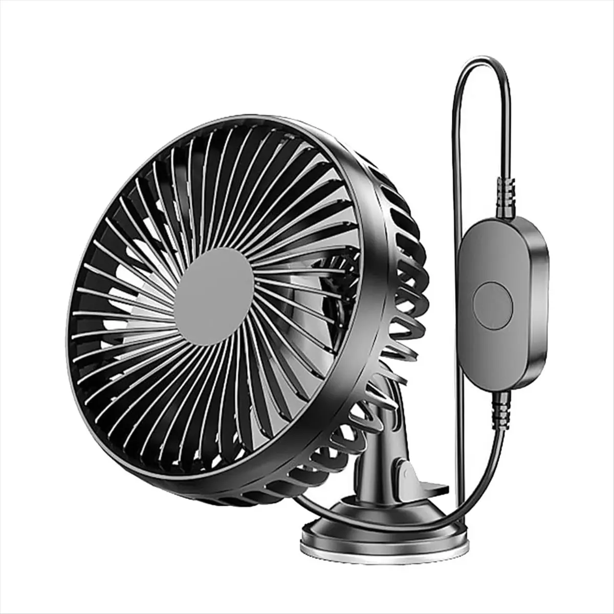SCLS Suction Cup Car Fan Portable USB Fan 12V/24V Universal High Wind Silent Rotatable Small Noise Cooling Fan for Home Car