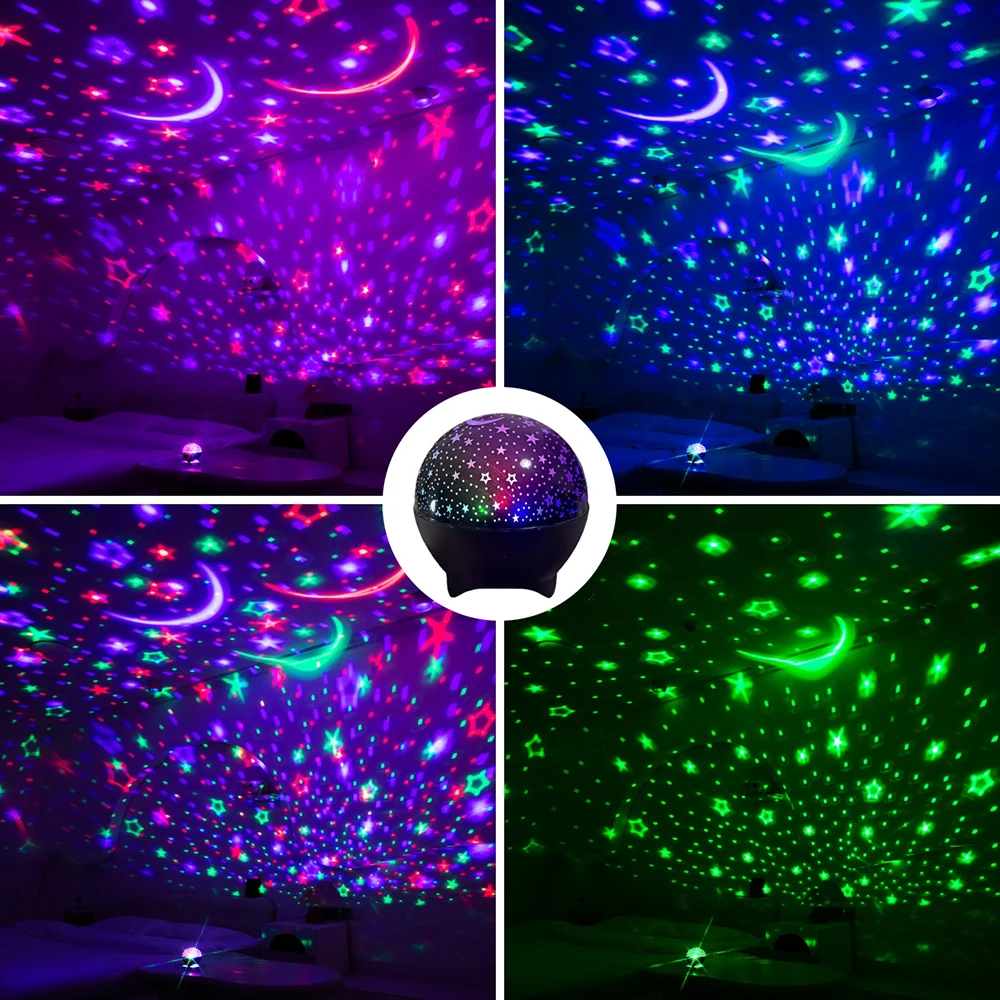 LED Projector Light RGB Night Lights 5V USB Starry Moon Galaxy Projection Lamp for Kids Present Christmas Gift Room Decorations