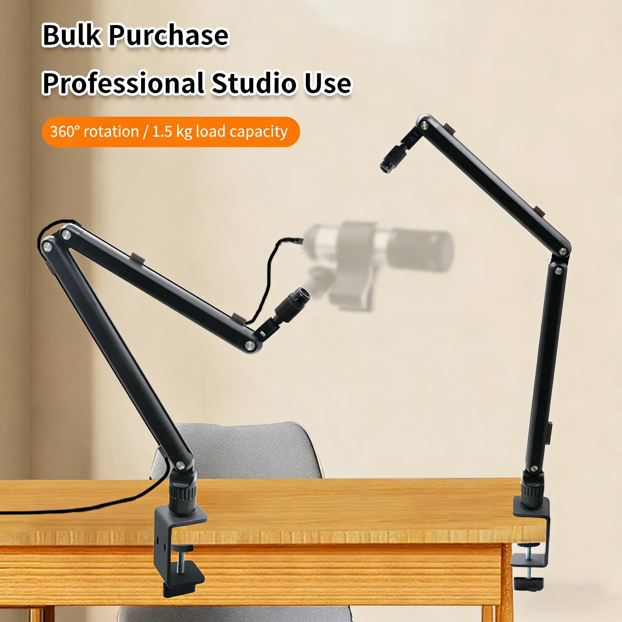 Studio Podcast Microphone Stand Professional Adjustable Boom Microphone Stand for Live Conference Office