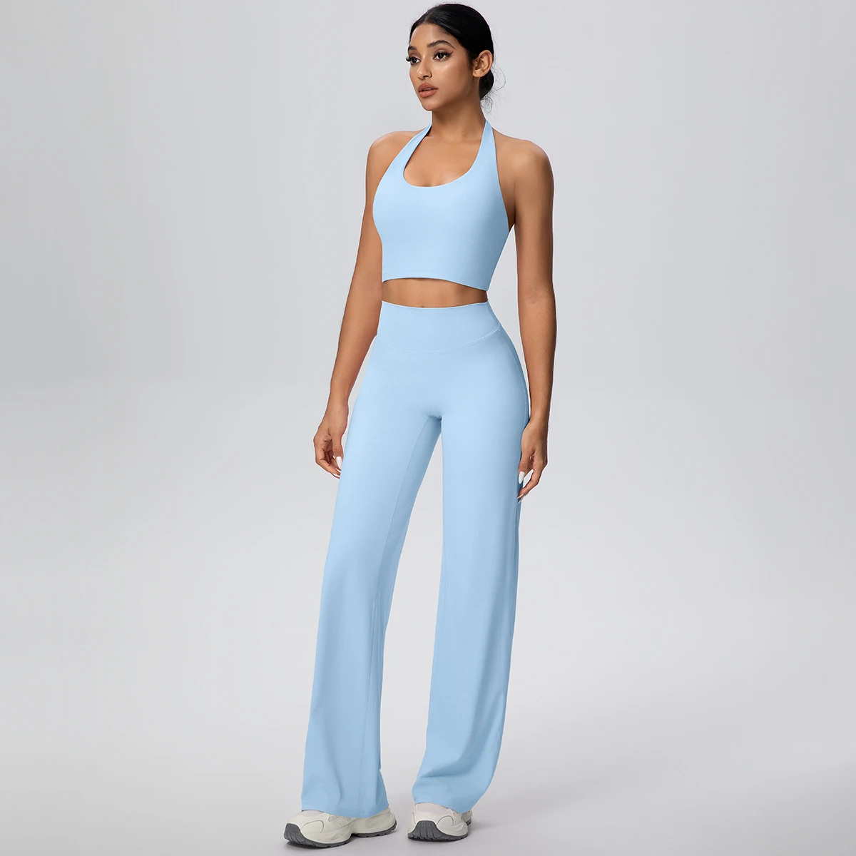 2-teiliges Damen Yoga-Set: Rückenfreier Neckholder-BH und Hose – Sommerliches, atmungsaktives Sport- und Lauf-Workout-Top – Top-Seller – Detail 30