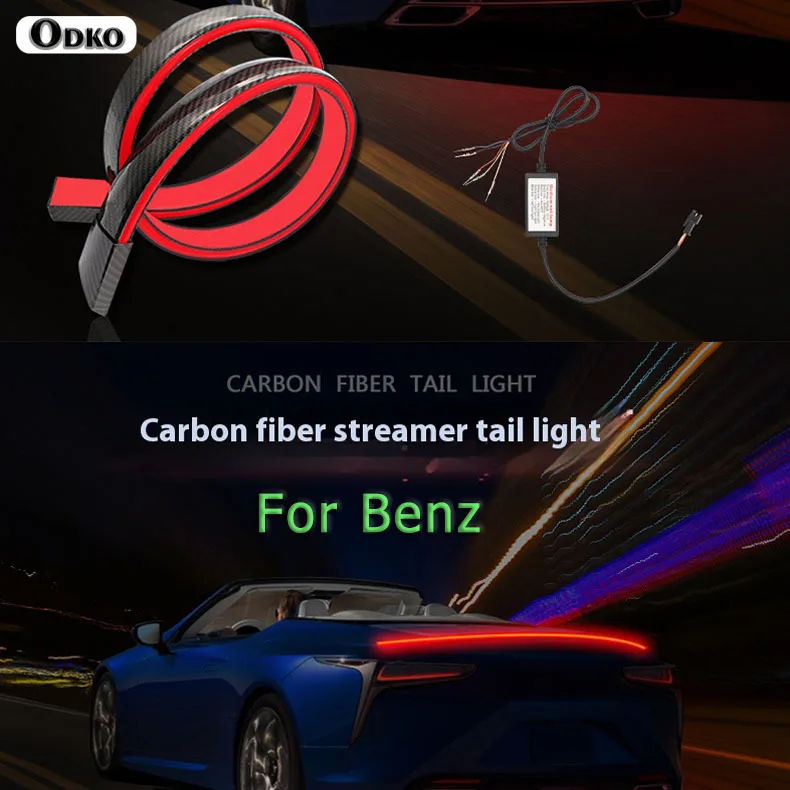 

Car High Position Brake Lights Rear Tail Warning Signal Lamps LED Carbon Fiber Spoiler Flow Lamp For Mercedes-Benz C200L C260L
