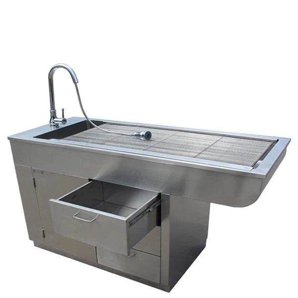 W017 veterinary surgical table for Vet Clinic Hospital Stainless Steel Vet Wet Table Rack Fixed Height Wet Treatment