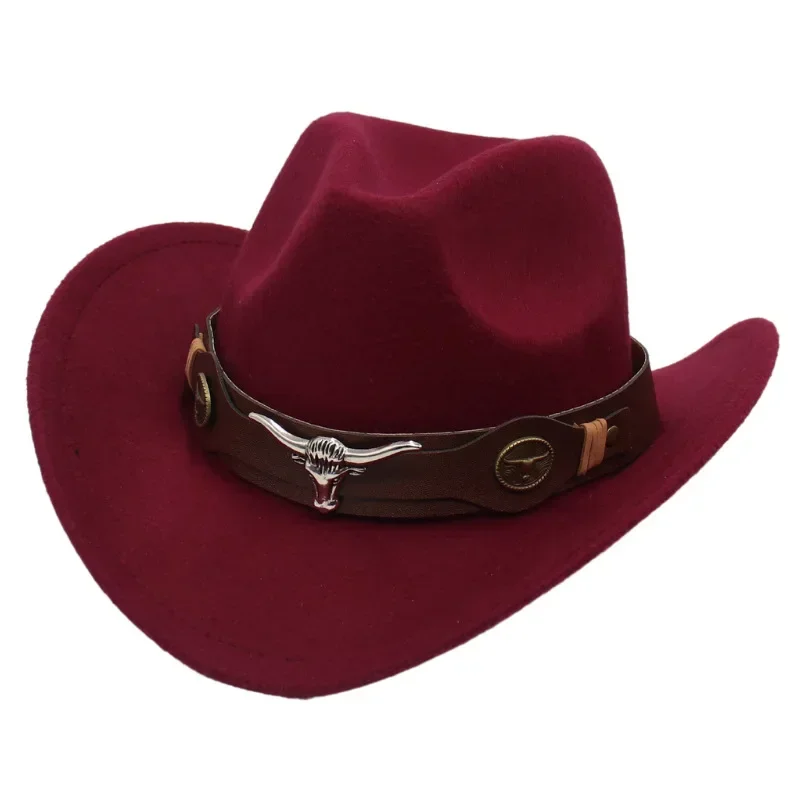 Western Cowboy Hat Tibetan Style Top Ladies Hat Roll Brim Cowgirl Cap Jazz Fedora Hats Felt Cap Ethnic For Women Men Children