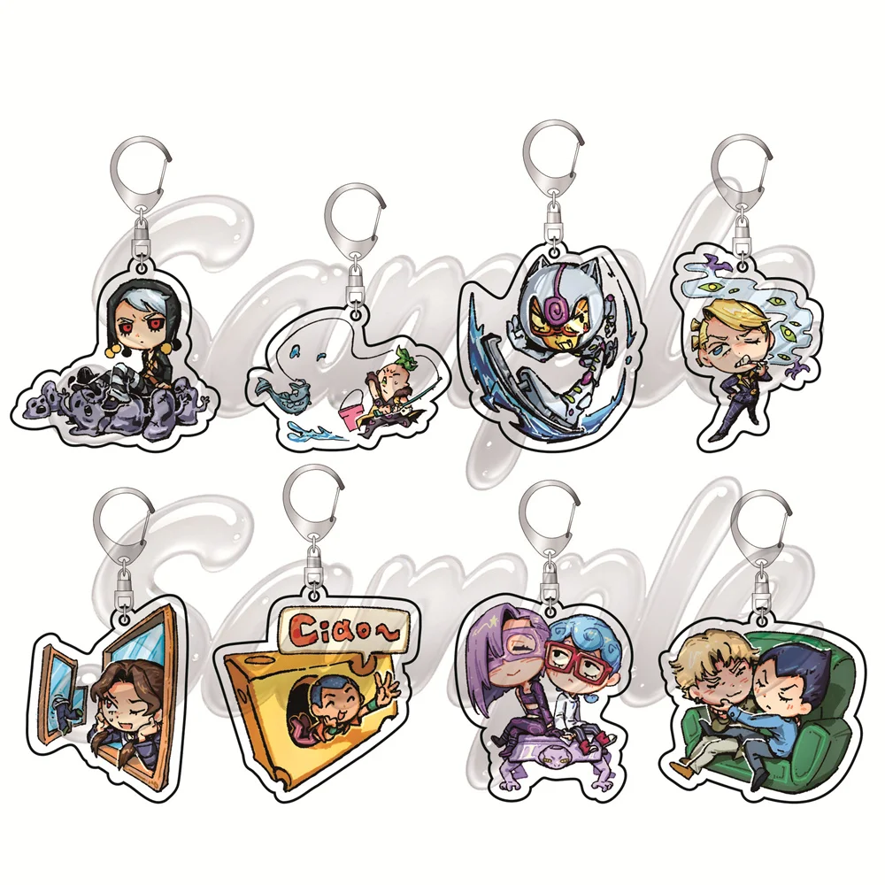 Anime JoJo's Bizarre Adventure 6cm Acrylic Keychain Backpack Jonathan Joestar Decorations Accessories Decor Gifts Keychains