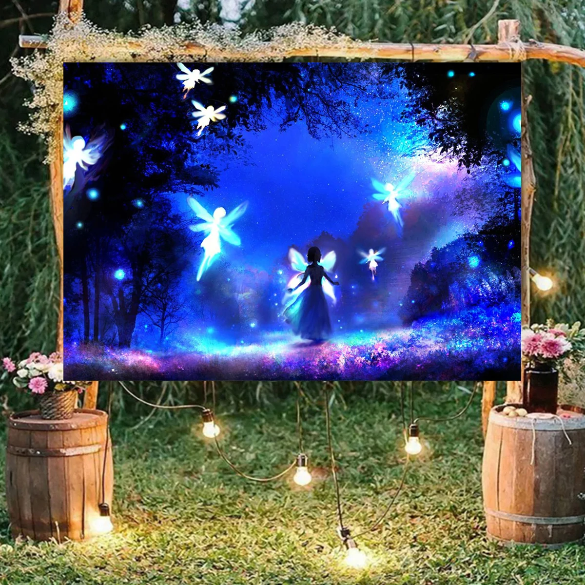 

Spring Art Fariy Happy Birthday Photography Children Fantasy Backdrop Background Banner Poster Kids Party Decoration