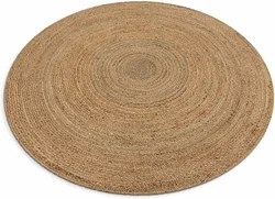 Tapis en Jute naturel, rond réversible, Style 100%, tressé, aspect rustique moderne