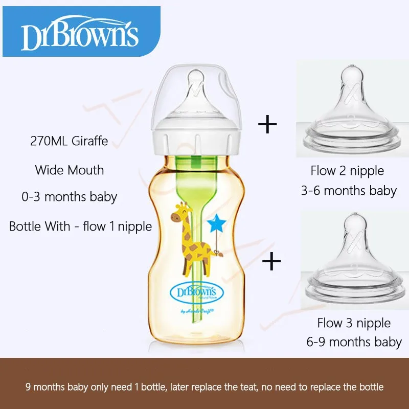 Dr. Brown's milk bottle PPSU wide mouth 150ml/270ml baby anti-fall newborn anti-flatulence bottle,baby bottle