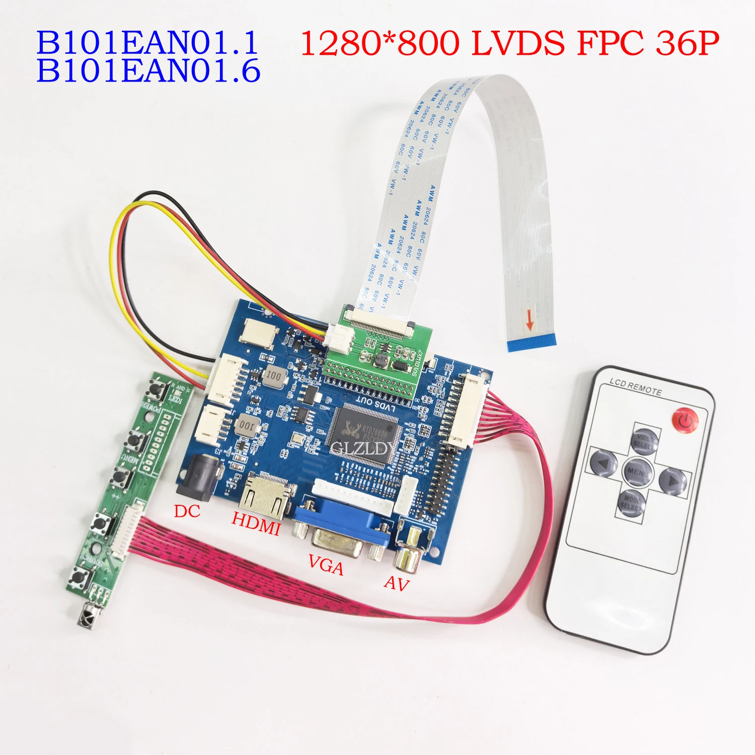

Плата драйвера ЖК-экрана для 10,1-дюймовых моделей B101EAN01.1, B101EAN01.6, 1280*800, LVDS, FPC, 36P, HDMI, VGA, 2AV, контроллер удаленного мониторинга