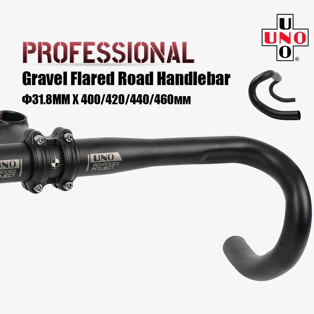 UNO Gravel Drop Bar Racing Road Bike Handlebar Flare 20 Degree 31.8x400/420/440/460mm Bicycle Bent Handlebar Bike Accessories