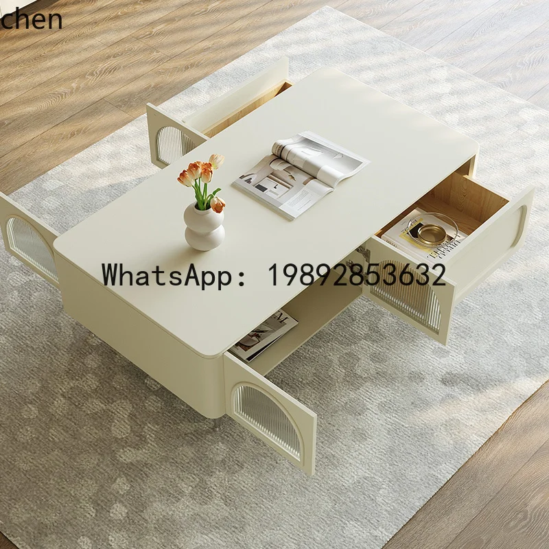 retro cream style new TV cabinet coffee table combination modern simple small apartment living room floor cabinet