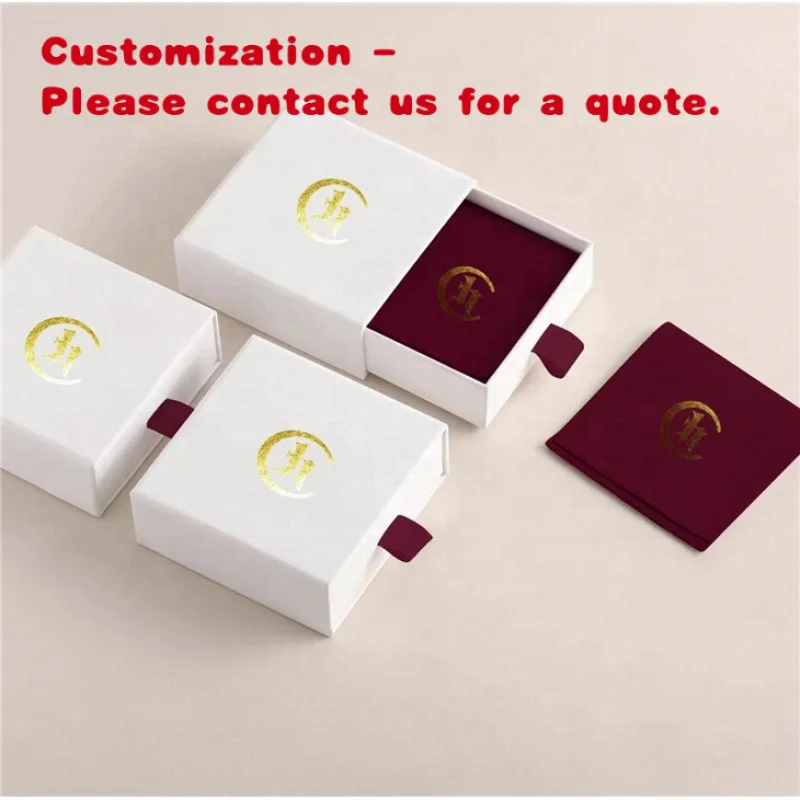 

custom.Custom Jewelry Box Packaging Set Suede Microfiber Jewelry Pouch Bag With Sliding Paper Drawer Box