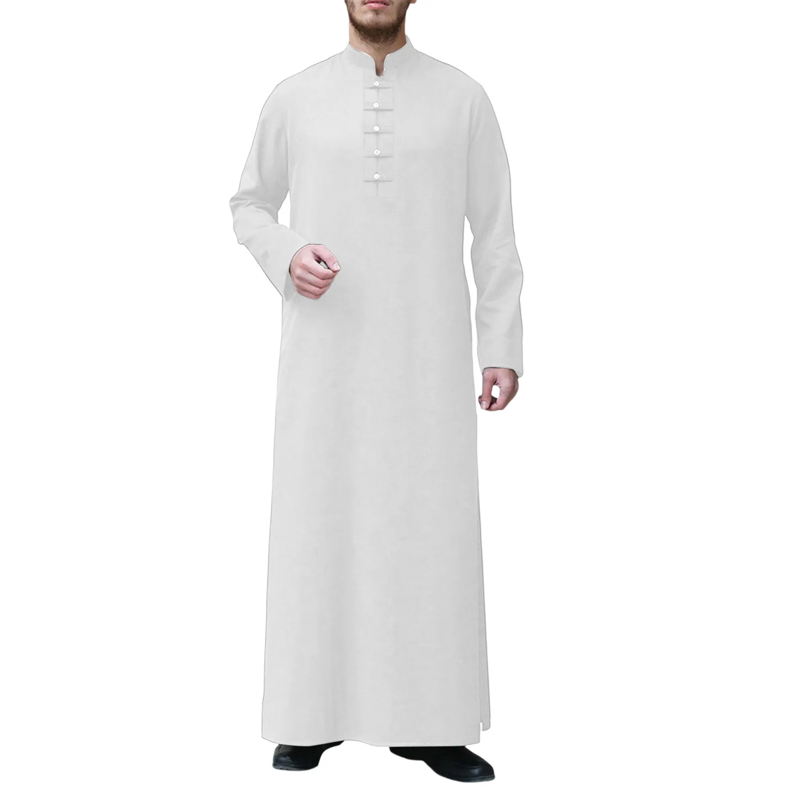 Muslim Robe Men Jubba Thobe Saudi Arabia Kaftan Solid Color Stand Neck Homme Abaya Caftan Islamic Clothing Islam Dress Eid Abaya