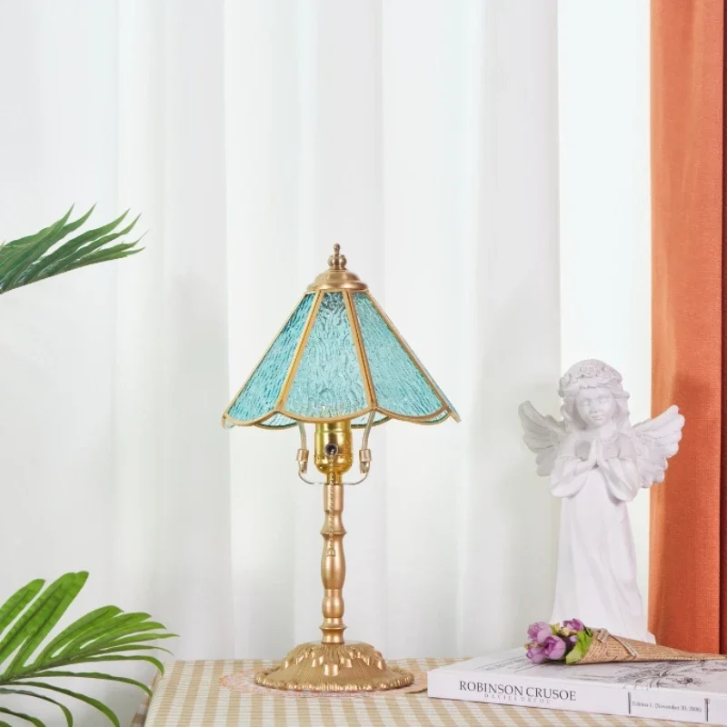 Glass French romantic American country new Chinese bedroom small table lamp