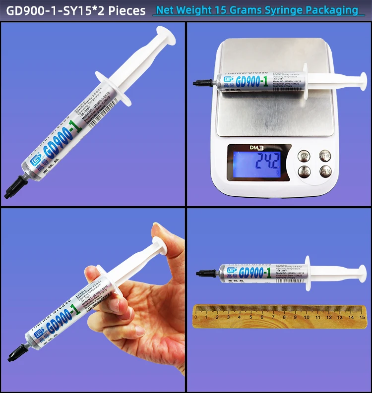 Nettogewicht 1/3/7/15/30 Gramm Grau GD900-1 Wärmeleitende Fettpaste Gips Kühlkörperverbindung für CPU GPU SSY BX CB CN ST – Detail 8