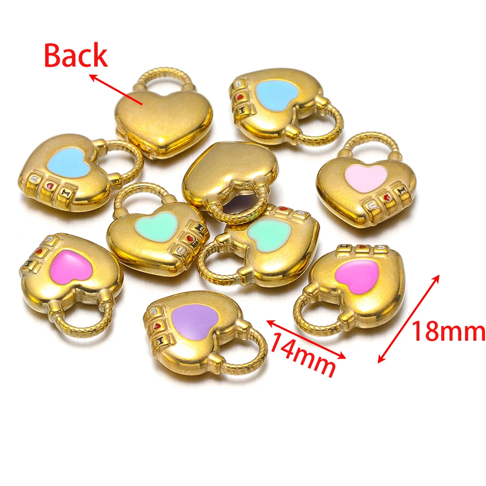 Pendentif en Forme de Cœur en Acier Inoxydable, 5 Pièces, Breloques en Émail, pour Bricolage, Collier Exquis, Bijoux de Direction, Bracelet, Boucles d'Oreilles