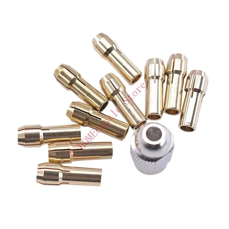 63HF 11pcs Aksesori Alat Rotary Collet Collet Kuning Tahan Kilau Untuk Alat Rotary Termasuk 10 Ukuran 11 Piep