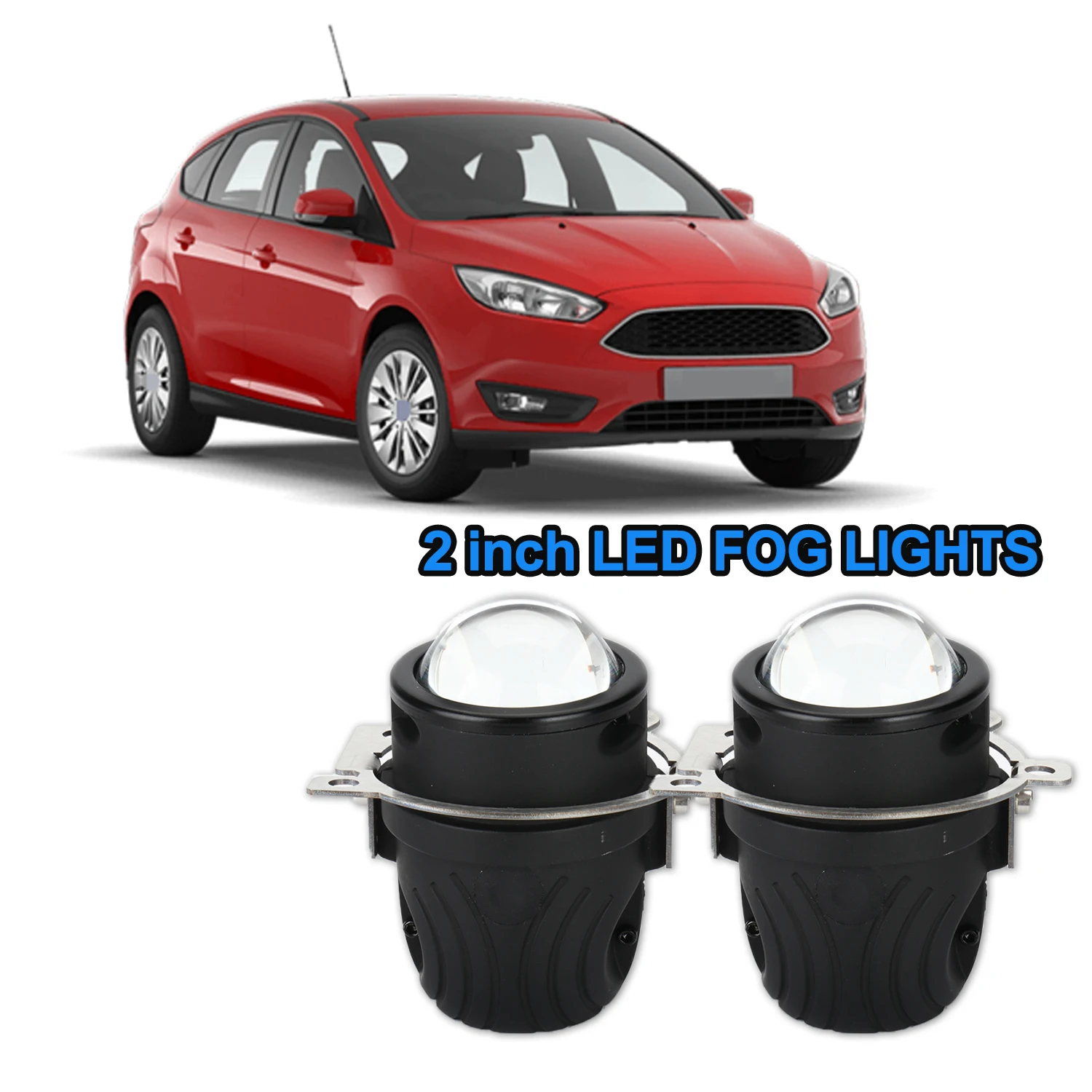 2 inch Bi LED Fog Light Lens Hyperboloid Laser Projector Lenses with brackets For Ford Focus/Escape/Raptor 3 Color White Yellow